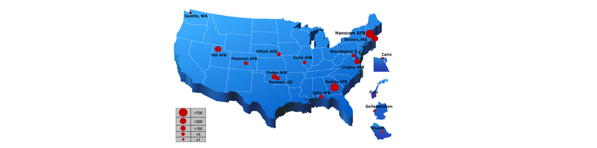 Map of digital directorate locations in USA